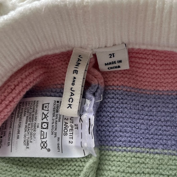 JANIE AND JACK STRIPED PUFF SLEEVE
SWEATER DRESS SIZE 3 AND JOGGERS SIZE 2T - Picture 8 of 9